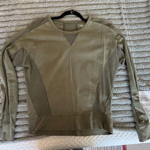 Athleta Olive Mesh Accent Sweatshirt